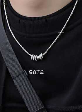 闪钻小蛮腰项链男高级文艺时尚项链女2024新款钛钢锁骨链男士配饰