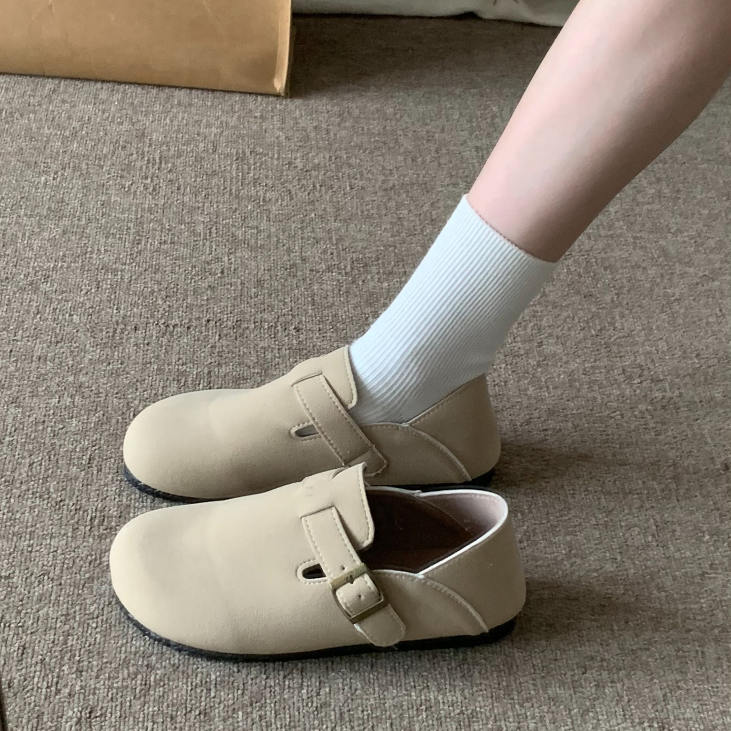 踩屎感两穿孕妇勃肯鞋女款2025新款秋季一脚蹬单鞋大码豆豆乐福鞋,淘宝优惠券,粉丝福利购,淘宝优惠卷