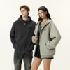 FORNINES embroidered hooded zipper cardigan gray sweatshirt for men and women fashion brand spring and autumn heavy casual couple jacket