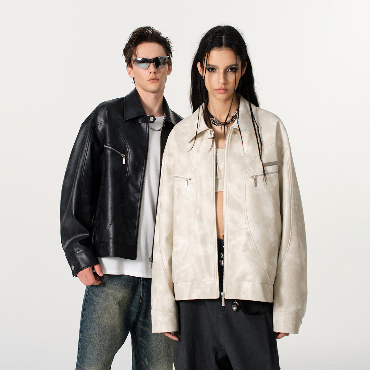 FORNINES复古机车服pu皮夹克男女潮牌春秋季美式皮衣短款痞帅外套,淘宝优惠券,粉丝福利购,淘宝优惠卷