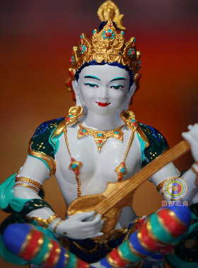 手绘民族风藏传随身妙音天女铜像