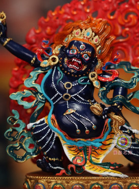 彩绘藏传密宗随身金刚手菩萨铜像