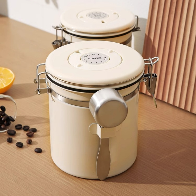 Coffee Canister Airtight Beans,Ground,Tea Sugar Date Tracker - 图1