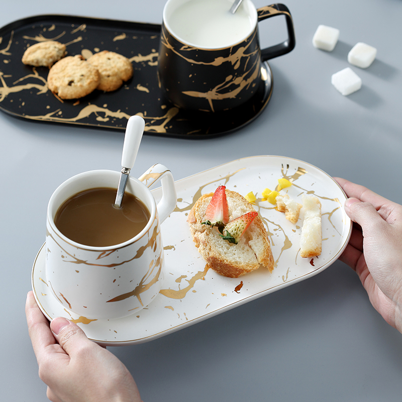 创意咖啡杯碟套装欧式小奢华陶瓷早餐杯子家用下午杯茶具ins风 - 图1