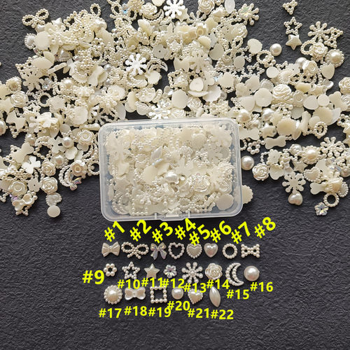 仿珍珠贴片 手工diy圣诞树装饰扭扭棒配件花环雪花爱心星星贴片 - 图1