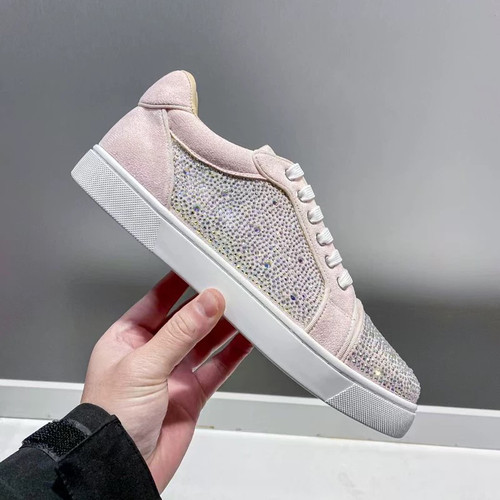 欧洲站真皮潮流低帮AB幻彩水钻休闲板鞋情侣休闲鞋系带浅口低帮女 - 图0