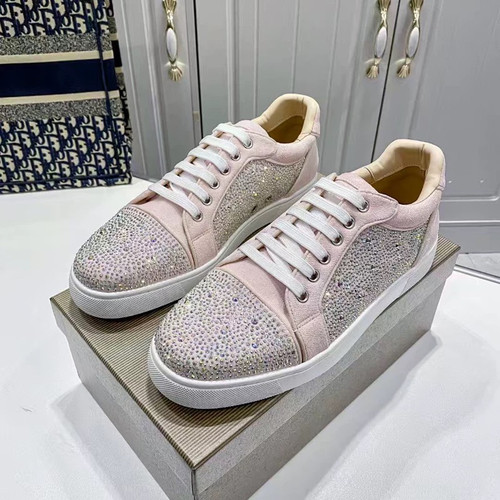 欧洲站真皮潮流低帮AB幻彩水钻休闲板鞋情侣休闲鞋系带浅口低帮女 - 图1