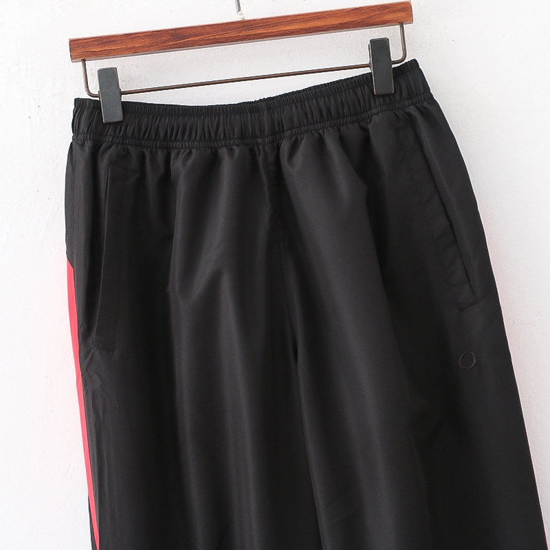 外贸日单学院风女生休闲运动裤新款松紧腰拼色宽松直筒裤脚口拉链