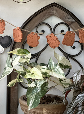 陶语花田粗陶卡通摆件挂件花盆红陶花插卡皮巴拉