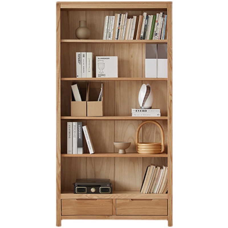 Environmentally friendly fully assembled mortise and tenon Qingdao pure solid wood bookshelf