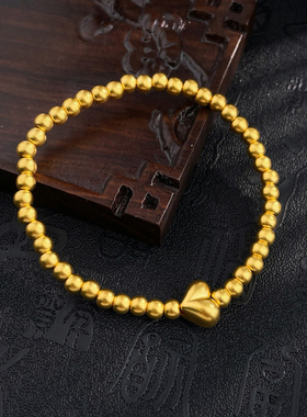 黄金屁桃心形手链女新款足金999小众设计手串生日礼物送女友礼物