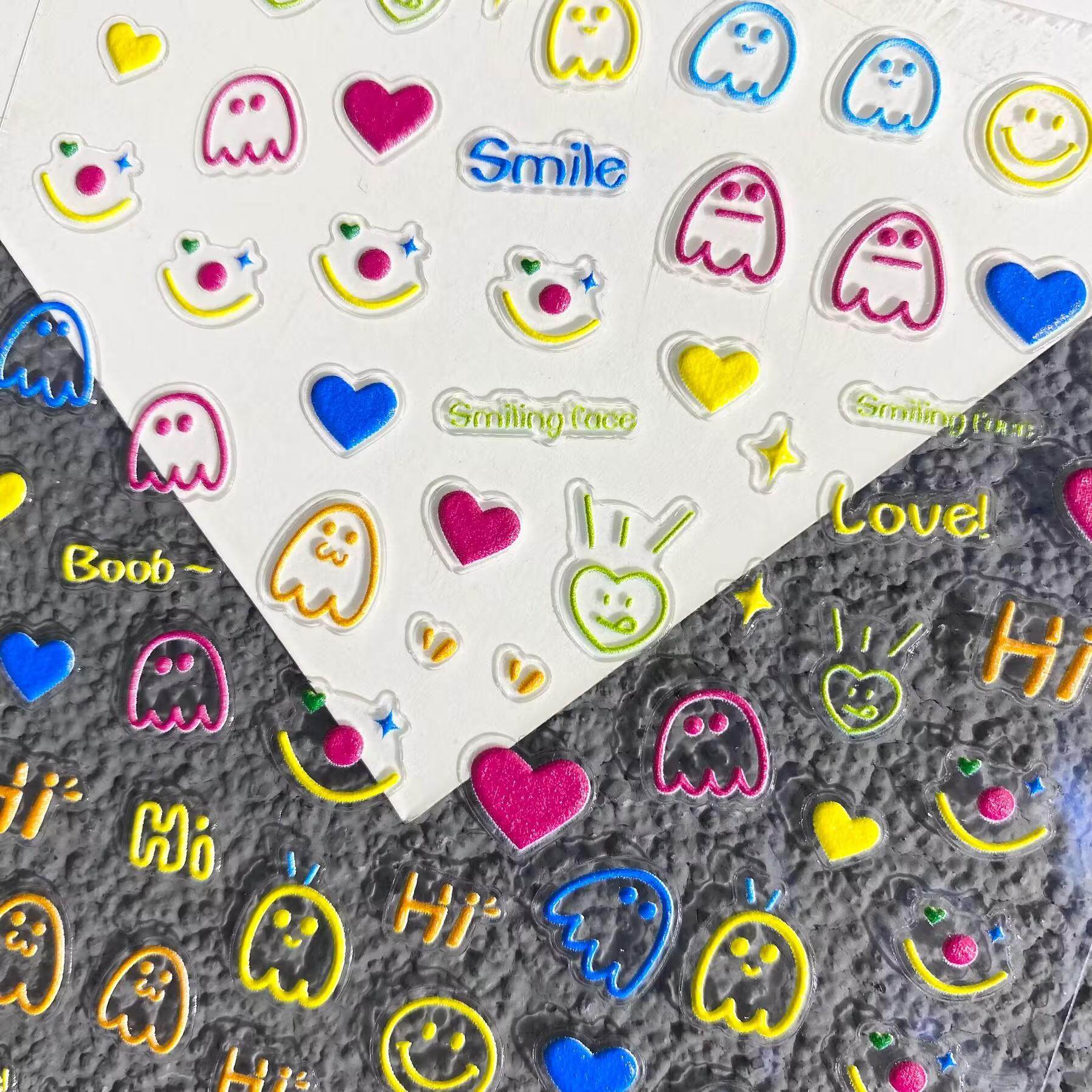 可爱小熊童趣表情浮雕美甲贴纸diy涂鸦立体手账ccd手机壳指甲贴,淘宝优惠券,粉丝福利购,淘宝优惠卷