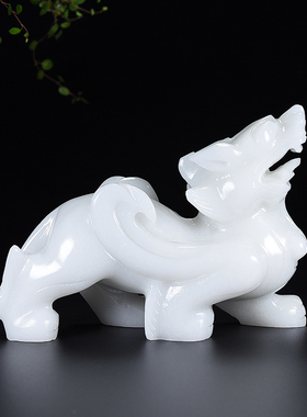 玉石貔貅一对装饰家居客厅玄关新中式办公室桌面摆放白玉摆件