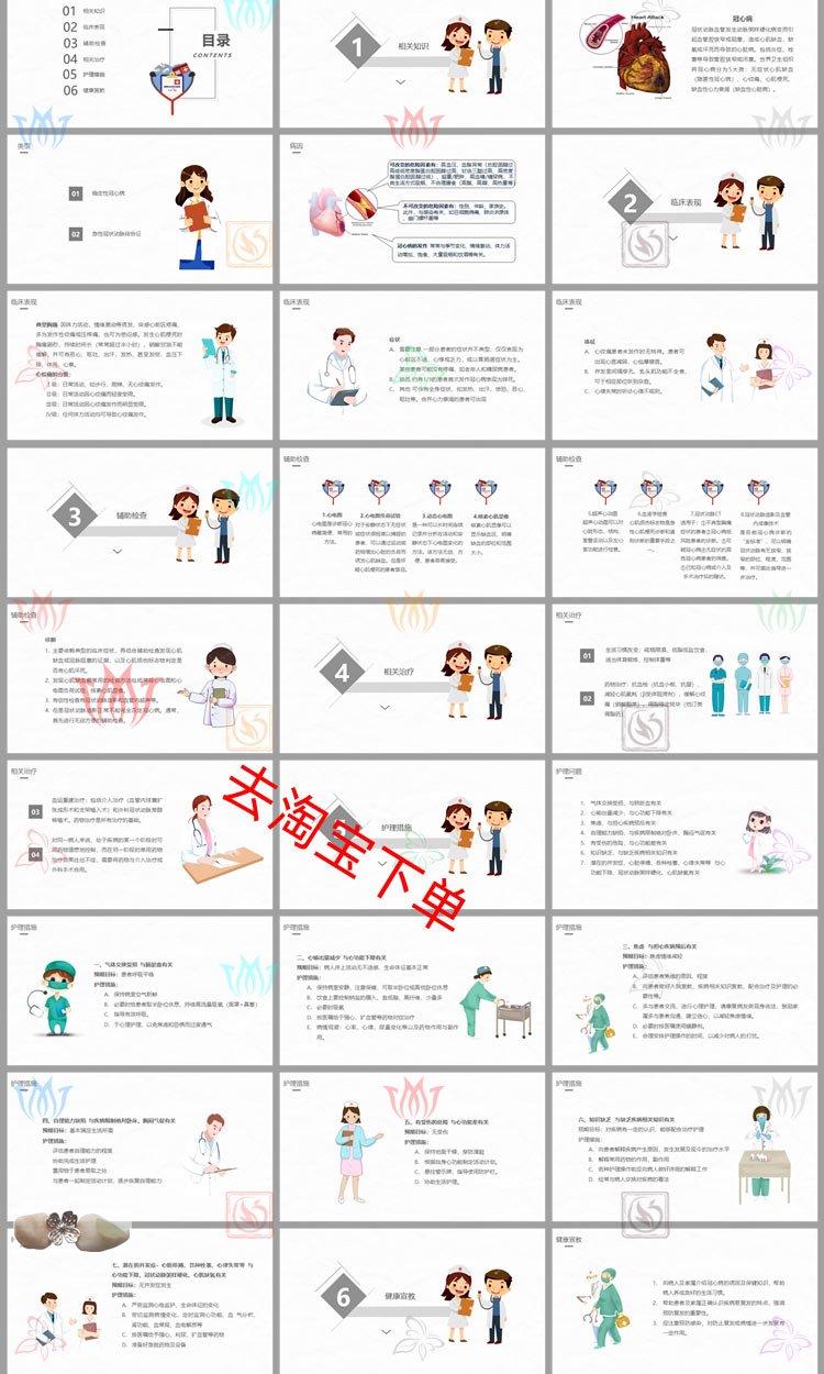 认识关注冠心病健康教育PPT模板心脏病预防冠心病康复护理治疗wps - 图1