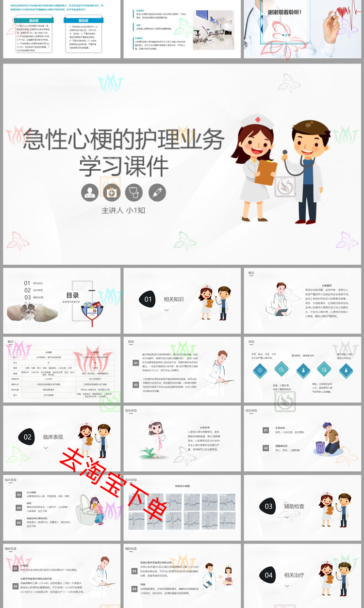 医疗急性心肌梗死护理PPT模板急性心梗术后护理查房治疗疾病医学 - 图0