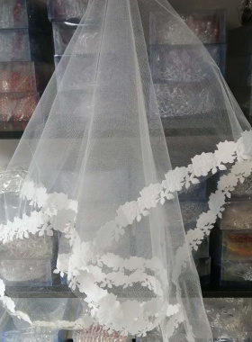 新娘结婚头纱主婚礼双层蓬蓬新款