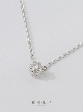 弥音925纯银锁骨链水钻宝石女