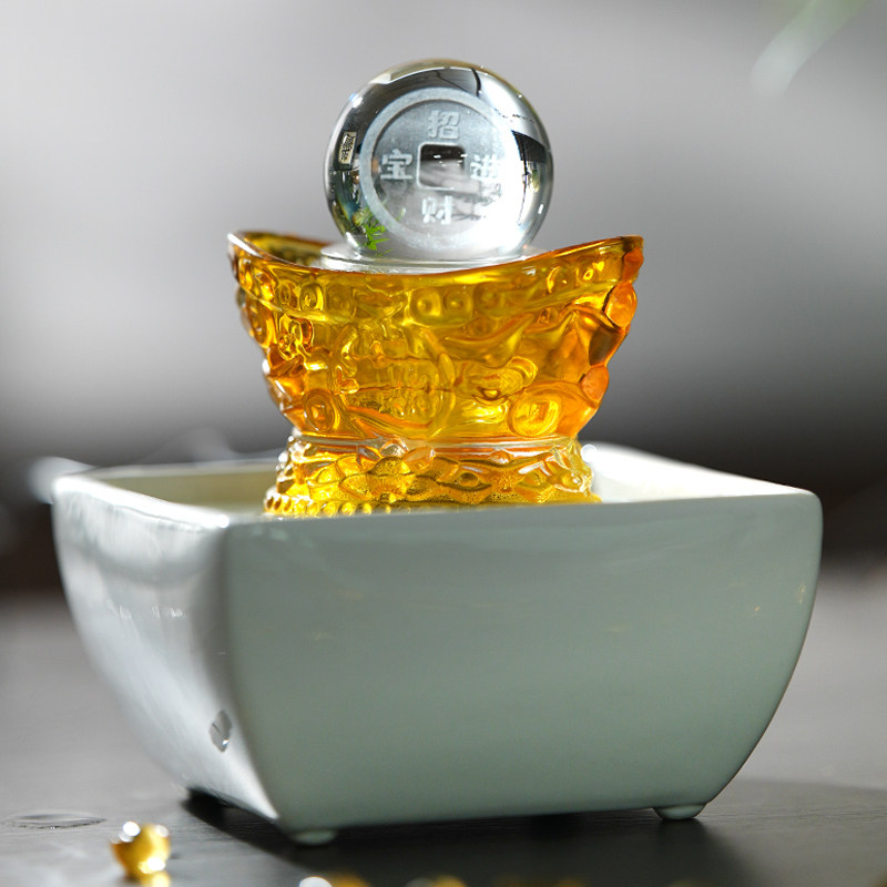 转球招财流水喷泉办公室玄关风水轮转运球客厅桌面生财装饰摆件小,淘宝优惠券,粉丝福利购,淘宝优惠卷