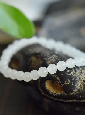 高冰天然和田玉羊脂白玉手串女款