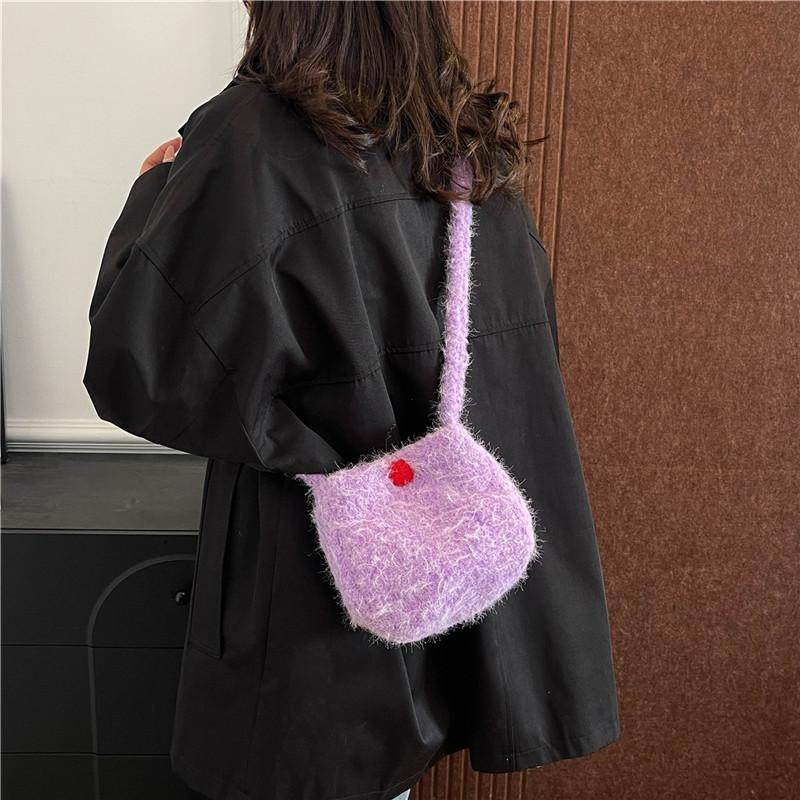 2025新款大容量水桶包毛呢蛋壳包港风少女斜挎包马卡龙色单肩包潮,淘宝优惠券,粉丝福利购,淘宝优惠卷