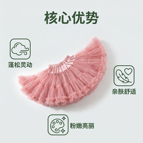 女童tutu裙春秋兔兔蓬蓬裙子儿童半身裙夏宝宝凸凸短裙公主蛋糕裙 - 图3