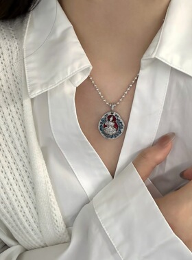 S925纯银绿度母吊坠守护神国潮珐琅新中式民族风男女藏式佛牌项链