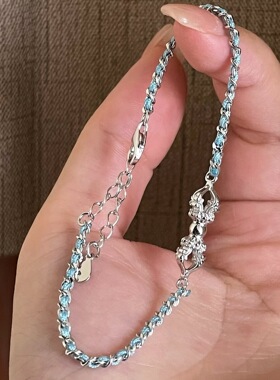 S925纯银中古金刚杵蓝色编绳手链女轻奢小众设计气质高级感手绳