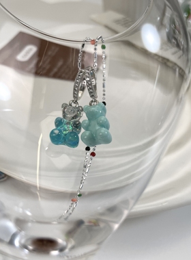 s925纯银夏日彩色软糖小熊吊坠权