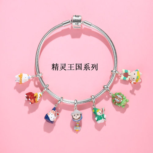 德仁工厂店现货彩色滴胶纯银S925毛衣项链吊坠 女生diy手链beads - 图1