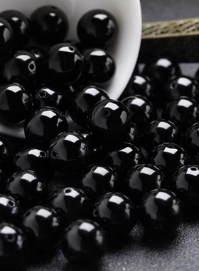 配件DIY天然半成品散珠圆珠玛瑙黑