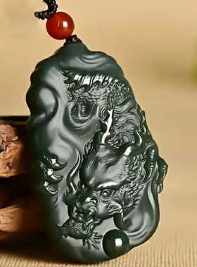 挂和田玉霸气青龙坠玉牌双面塔青飞龙牌吊坠款式塔情侣