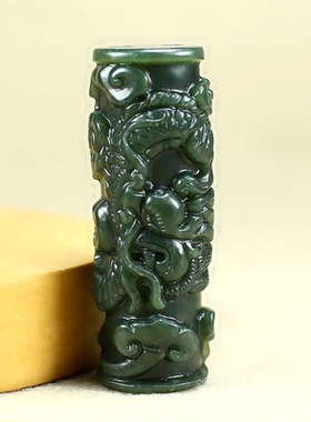 柱挂件护身天然玉坠吊盘龙男女夏天玉佩项链和田玉坠清凉吊坠男