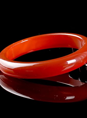 精品纯天然镯有牛微女士女时尚火焰色差纹红玛瑙血红大气贵妃