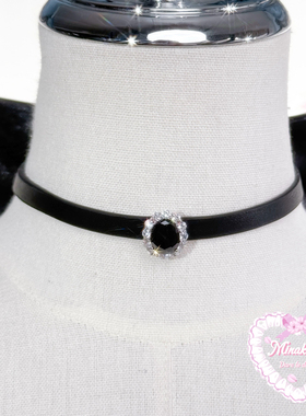 人造宝石925银镀金小牛皮项链