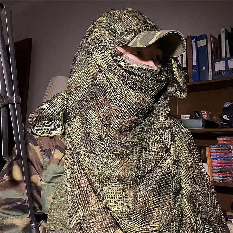 狙击手丛林伪装隐蔽长款 透气网巾战术围巾沙漠围脖面纱多用途,淘宝优惠券,粉丝福利购,淘宝优惠卷