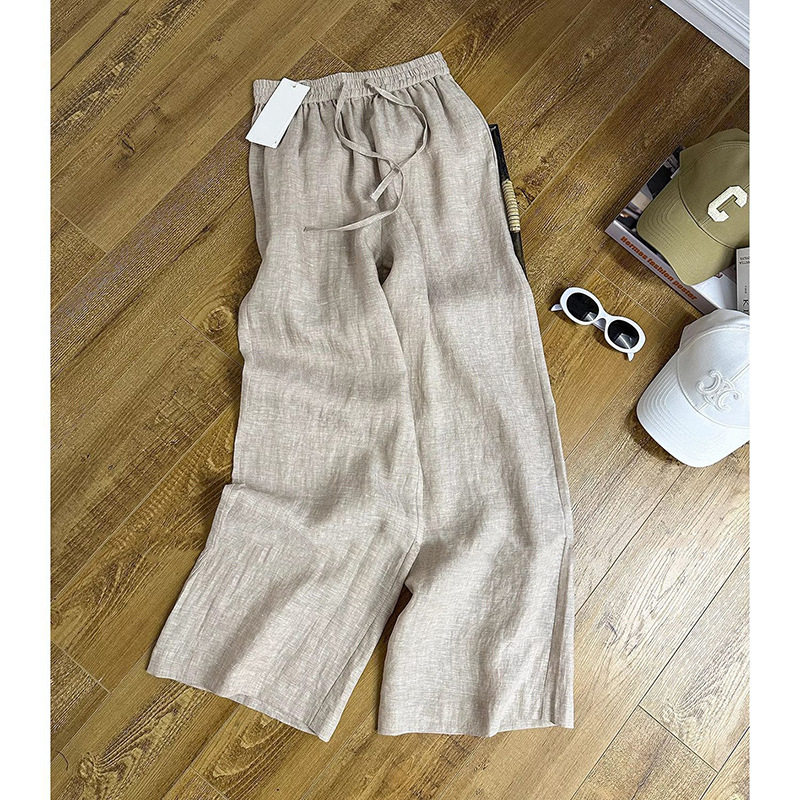 夏装搭配一整套今年流行时尚polo领长袖亚麻棉麻衬衫阔腿裤套装女,淘宝优惠券,粉丝福利购,淘宝优惠卷