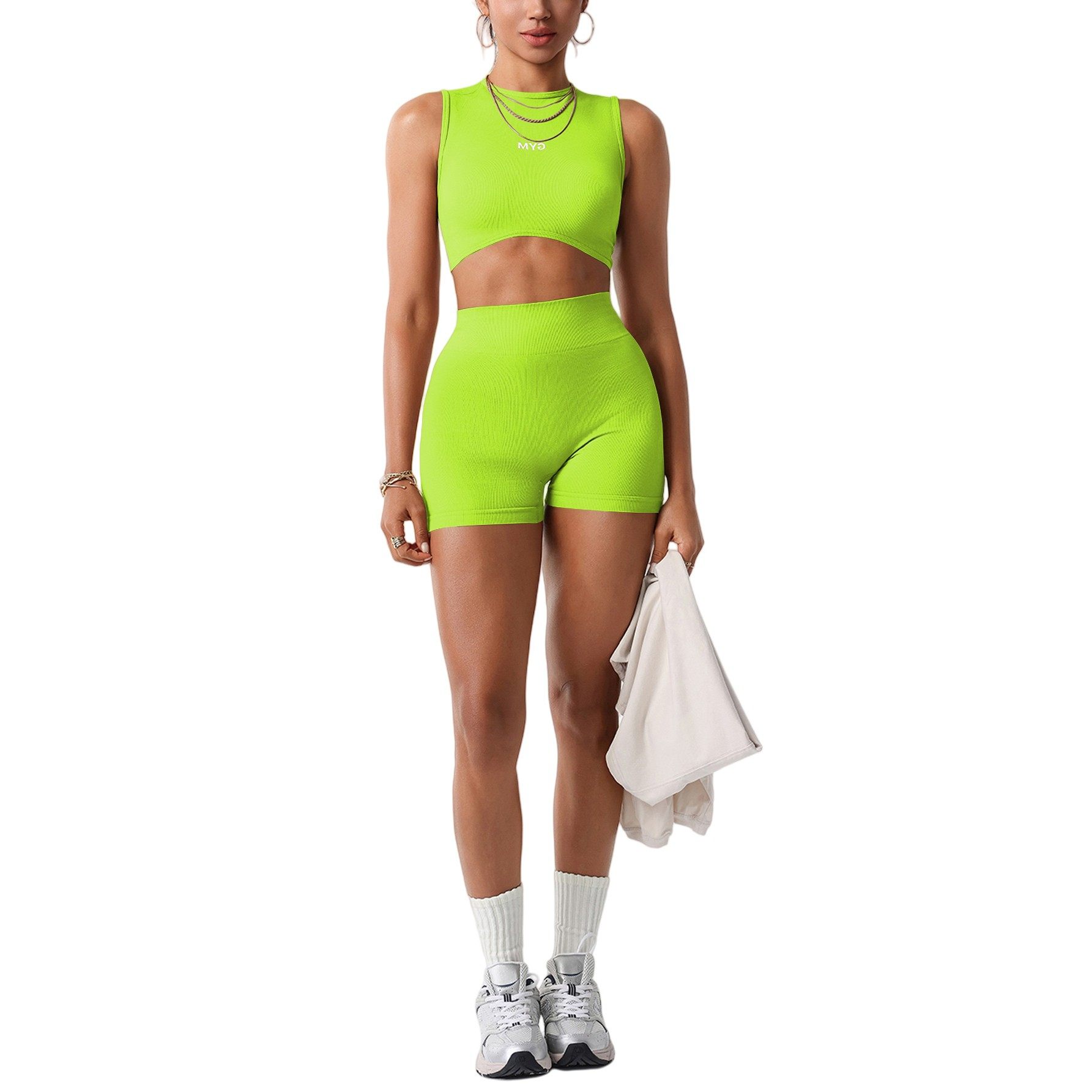 跨境新品无缝蜜桃臀瑜伽服套装女收腹紧身外穿跑步运动健身背心短,淘宝优惠券,粉丝福利购,淘宝优惠卷