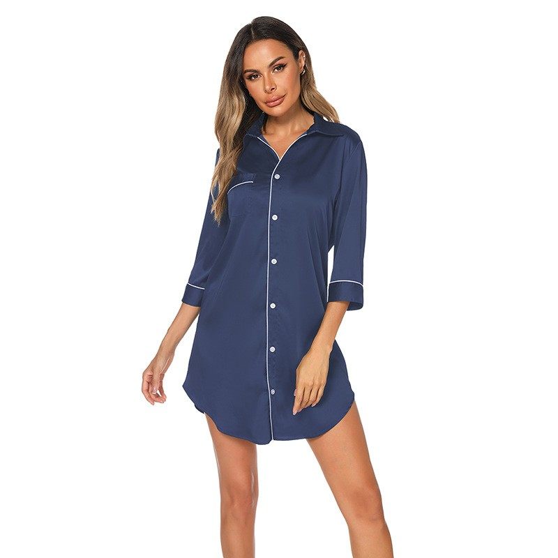 七分袖性感丝绸开衫睡衣女家居服冰丝夏季女士衬衫仿真丝女睡裙,淘宝优惠券,粉丝福利购,淘宝优惠卷