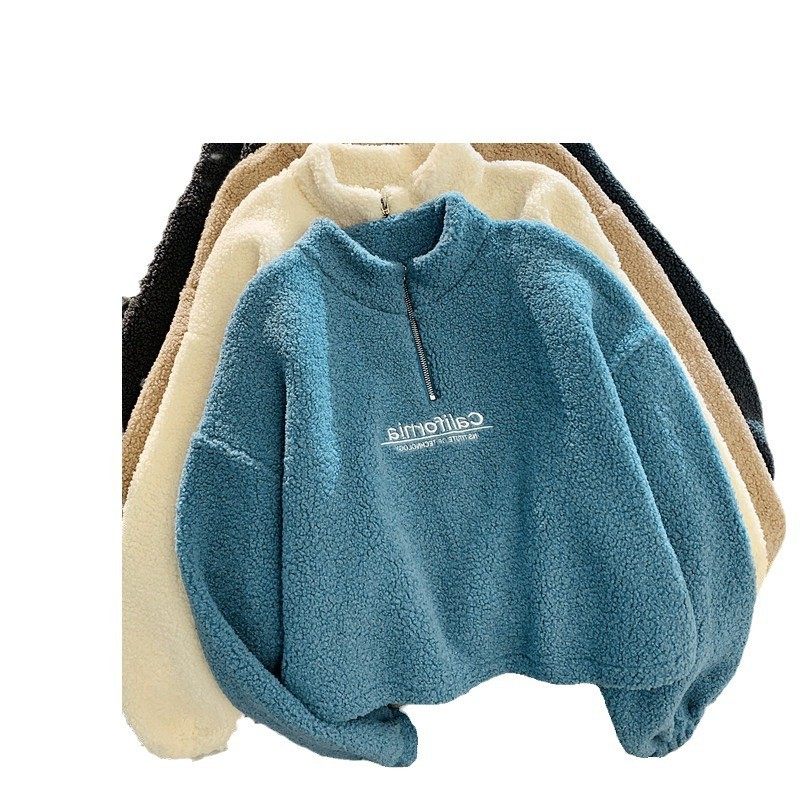 实拍羊羔绒短款半高领卫衣女加绒加厚宽松欧美秋冬拉链上衣外套,淘宝优惠券,粉丝福利购,淘宝优惠卷