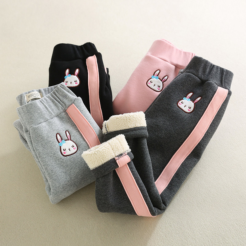 加厚羊羔绒一体绒女童打底裤冬季韩版中大童撞色儿童宝宝长裤加绒,淘宝优惠券,粉丝福利购,淘宝优惠卷