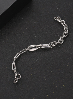 原创潮牌街头粗手链钛钢ins小众设计男个性学生拼接咖啡豆手链女