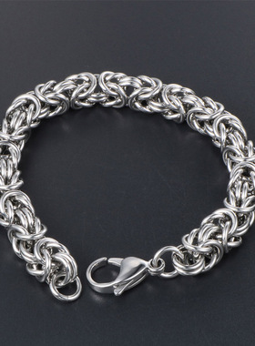欧美潮牌复古男士手串编织环环相扣钛钢粗手链男学生霸气兄弟礼物