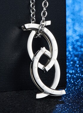 亲嘴鱼变形戒指钛钢男士项链创意小众轻奢高级感不锈钢戒指环吊坠