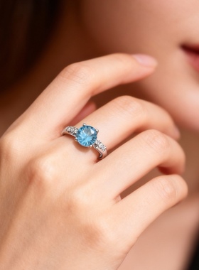 铜合金仿蓝宝石钻戒大码大号