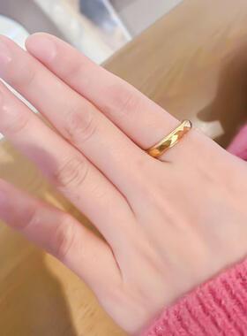 大码转动双层钨金戒指女金色