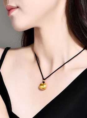 300斤胖妹加长款项链沙金坨福字不掉色棉绳复古风古法磨砂毛衣链