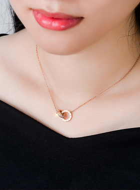 加长项链女玫瑰金钛钢彩金色螺丝