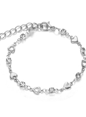 Bracelet Gift甜酷爱心水钻手链简约高级感ins风潮流镂空心形手链