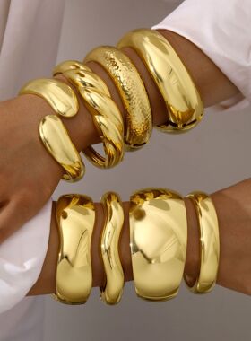 Women Bangle Bracelet Jewelry欧美宽边手镯光面手环高端轻奢镯