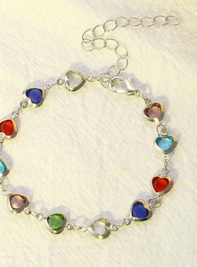 Cute Lovely Bracelet彩色爱心锆石手链爱心心形混彩甜美女士手饰